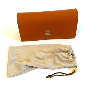 Tory Burch Burnt Orange with Gold Hardware Eyeglasses Holder with Bag